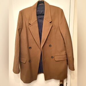 Zara Men's Brown Double-Breasted spring Coat